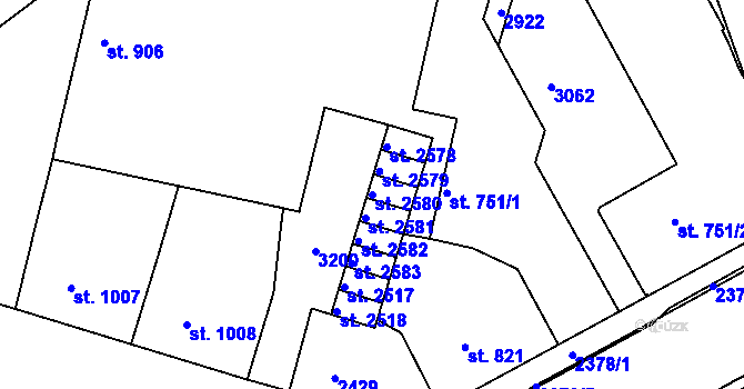 Parcela st. 2580 v KÚ Trutnov, Katastrální mapa