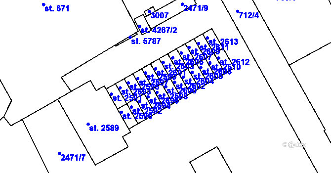 Parcela st. 2600 v KÚ Trutnov, Katastrální mapa