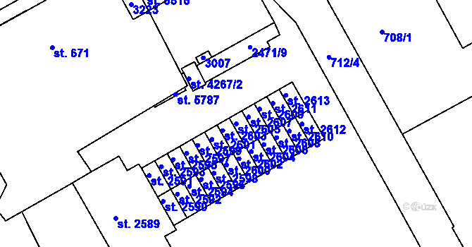 Parcela st. 2605 v KÚ Trutnov, Katastrální mapa