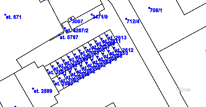 Parcela st. 2608 v KÚ Trutnov, Katastrální mapa