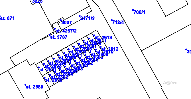 Parcela st. 2610 v KÚ Trutnov, Katastrální mapa