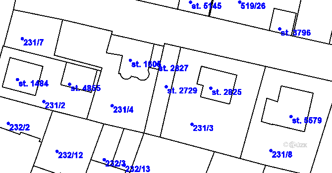 Parcela st. 2729 v KÚ Trutnov, Katastrální mapa