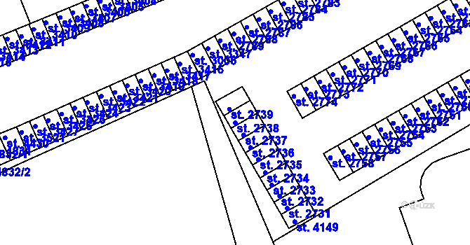 Parcela st. 2738 v KÚ Trutnov, Katastrální mapa