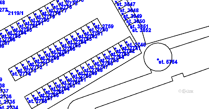 Parcela st. 2744 v KÚ Trutnov, Katastrální mapa