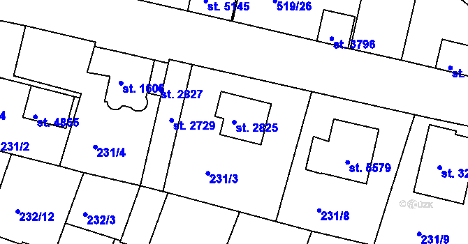 Parcela st. 2825 v KÚ Trutnov, Katastrální mapa