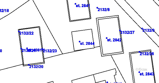 Parcela st. 2844 v KÚ Trutnov, Katastrální mapa