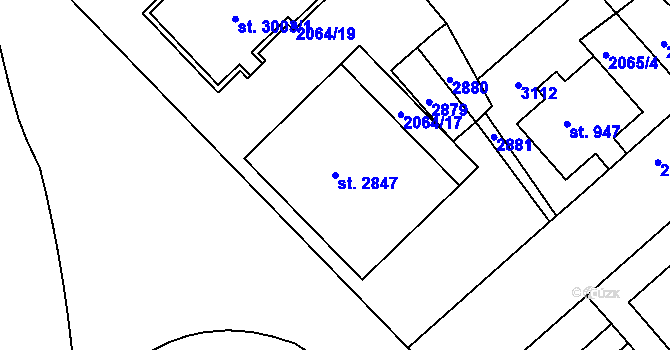 Parcela st. 2847 v KÚ Trutnov, Katastrální mapa