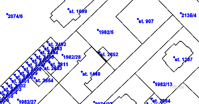 Parcela st. 2852 v KÚ Trutnov, Katastrální mapa