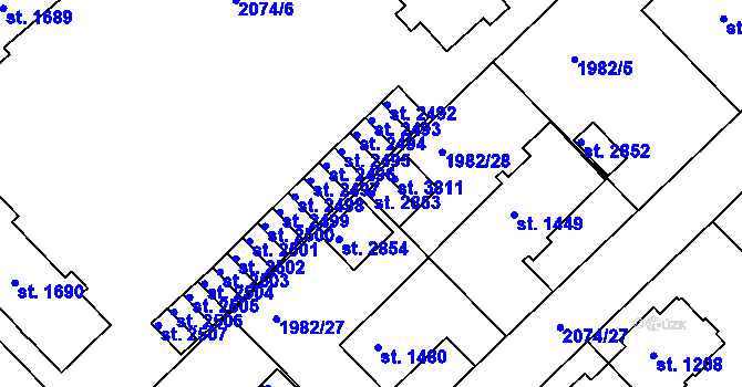 Parcela st. 2853 v KÚ Trutnov, Katastrální mapa
