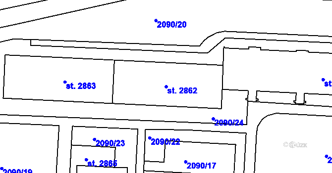 Parcela st. 2862 v KÚ Trutnov, Katastrální mapa