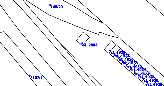 Parcela st. 2883 v KÚ Trutnov, Katastrální mapa