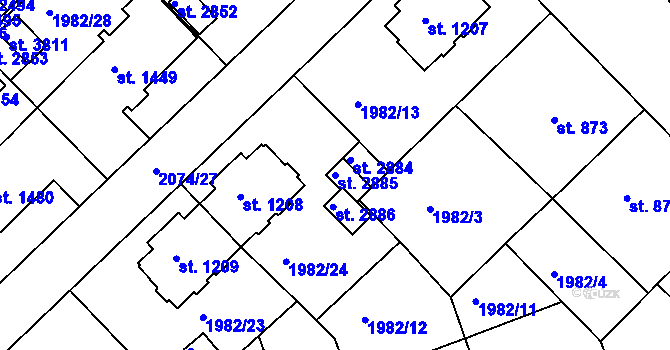 Parcela st. 2885 v KÚ Trutnov, Katastrální mapa