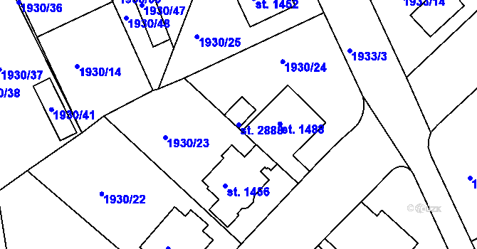 Parcela st. 2888 v KÚ Trutnov, Katastrální mapa