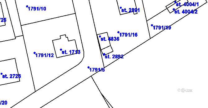 Parcela st. 2892 v KÚ Trutnov, Katastrální mapa