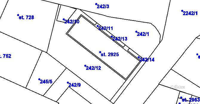 Parcela st. 2925 v KÚ Trutnov, Katastrální mapa