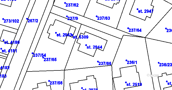 Parcela st. 2944 v KÚ Trutnov, Katastrální mapa