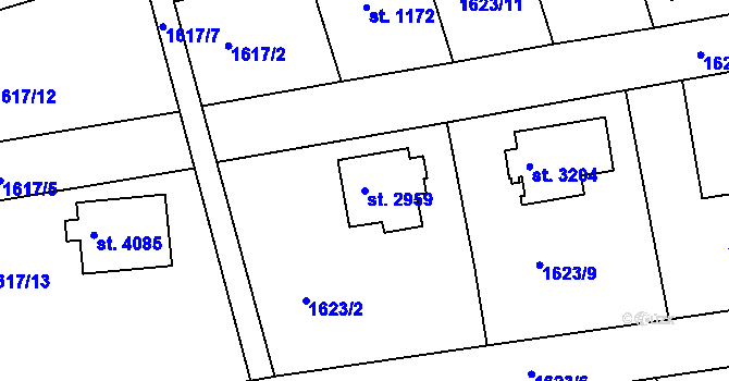Parcela st. 2959 v KÚ Trutnov, Katastrální mapa