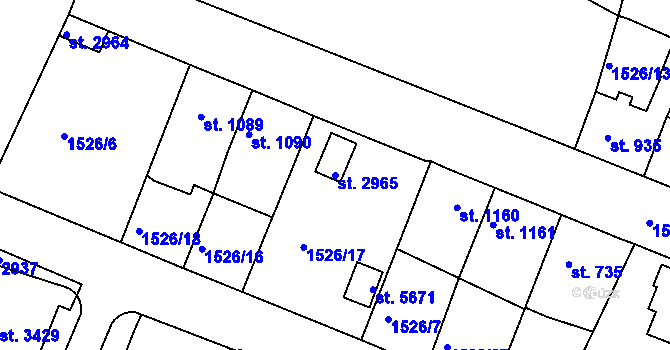 Parcela st. 2965 v KÚ Trutnov, Katastrální mapa