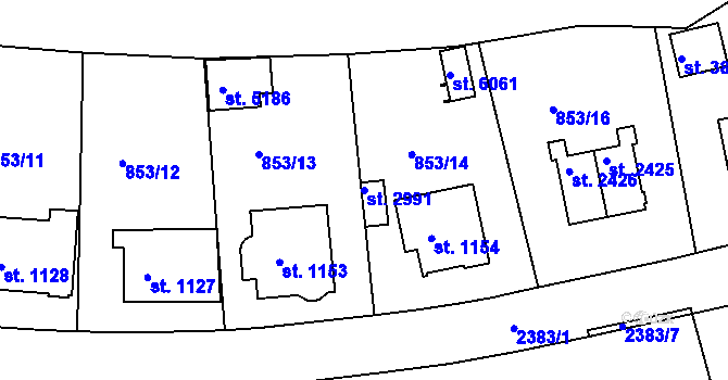 Parcela st. 2991 v KÚ Trutnov, Katastrální mapa