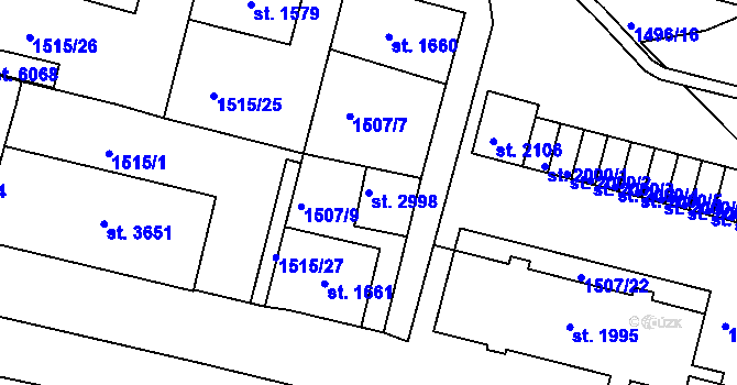 Parcela st. 2998 v KÚ Trutnov, Katastrální mapa
