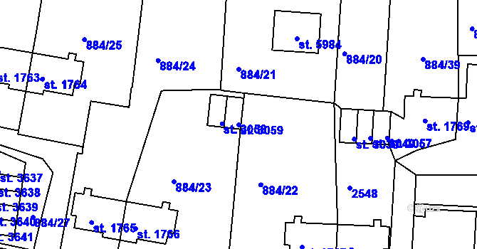 Parcela st. 3059 v KÚ Trutnov, Katastrální mapa
