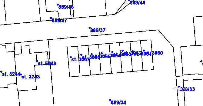 Parcela st. 3064 v KÚ Trutnov, Katastrální mapa