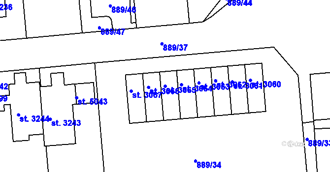 Parcela st. 3065 v KÚ Trutnov, Katastrální mapa