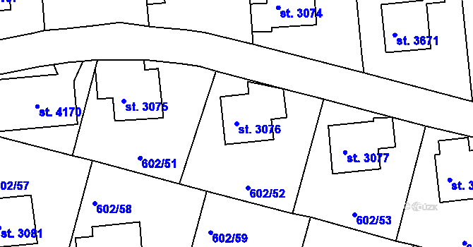 Parcela st. 3076 v KÚ Trutnov, Katastrální mapa