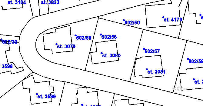 Parcela st. 3080 v KÚ Trutnov, Katastrální mapa