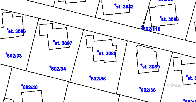 Parcela st. 3088 v KÚ Trutnov, Katastrální mapa