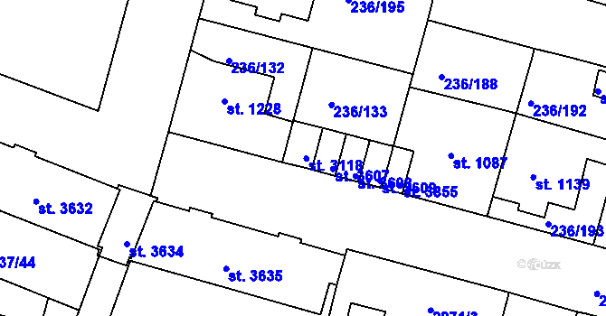 Parcela st. 3118 v KÚ Trutnov, Katastrální mapa