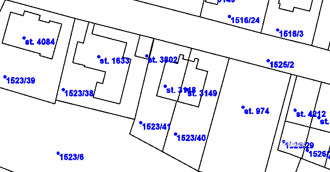 Parcela st. 3148 v KÚ Trutnov, Katastrální mapa