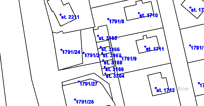 Parcela st. 3167 v KÚ Trutnov, Katastrální mapa