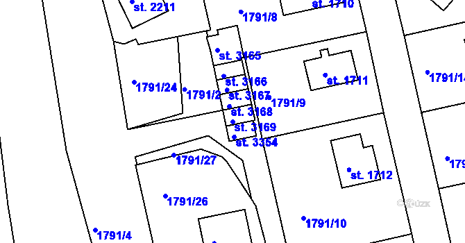 Parcela st. 3169 v KÚ Trutnov, Katastrální mapa