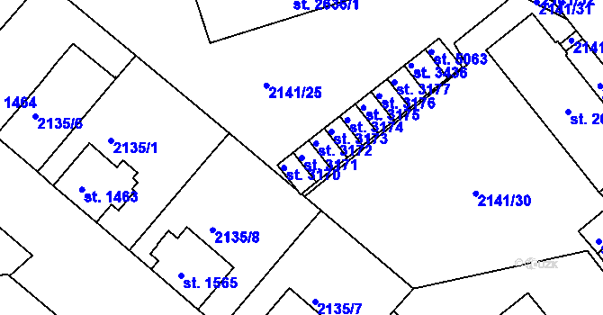 Parcela st. 3171 v KÚ Trutnov, Katastrální mapa