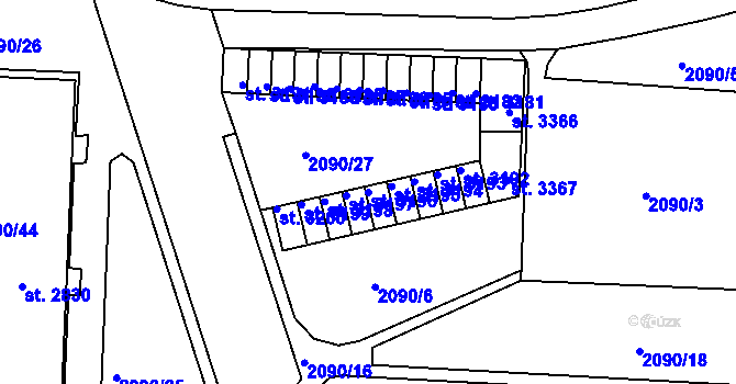 Parcela st. 3196 v KÚ Trutnov, Katastrální mapa