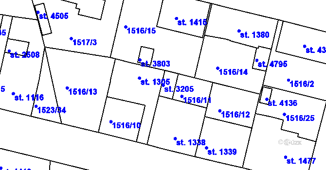 Parcela st. 3205 v KÚ Trutnov, Katastrální mapa