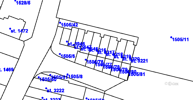 Parcela st. 3217 v KÚ Trutnov, Katastrální mapa