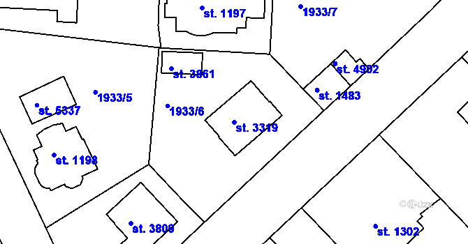 Parcela st. 3319 v KÚ Trutnov, Katastrální mapa