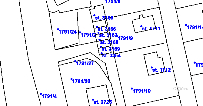 Parcela st. 3354 v KÚ Trutnov, Katastrální mapa