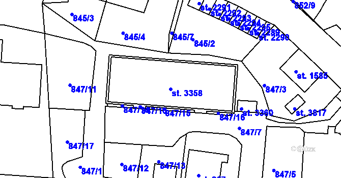Parcela st. 3358 v KÚ Trutnov, Katastrální mapa