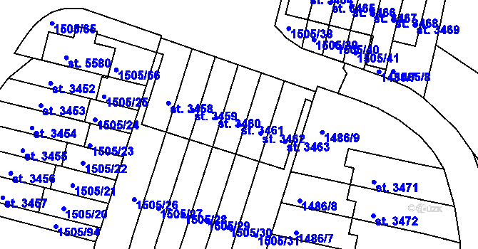Parcela st. 3461 v KÚ Trutnov, Katastrální mapa