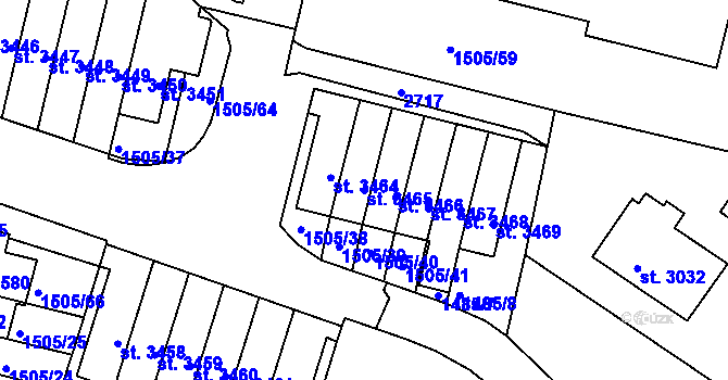 Parcela st. 3465 v KÚ Trutnov, Katastrální mapa