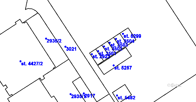 Parcela st. 3501 v KÚ Trutnov, Katastrální mapa