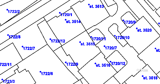 Parcela st. 3515 v KÚ Trutnov, Katastrální mapa