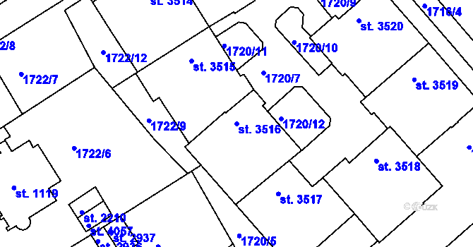 Parcela st. 3516 v KÚ Trutnov, Katastrální mapa