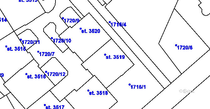 Parcela st. 3519 v KÚ Trutnov, Katastrální mapa