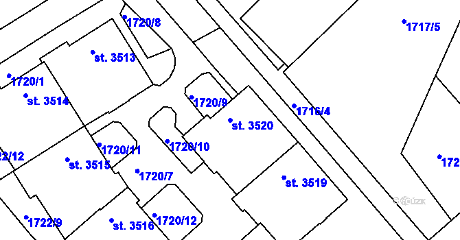 Parcela st. 3520 v KÚ Trutnov, Katastrální mapa