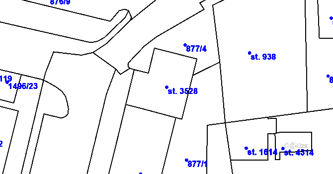 Parcela st. 3528 v KÚ Trutnov, Katastrální mapa