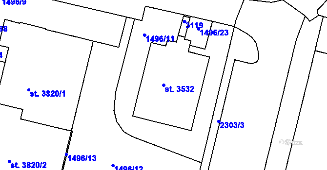Parcela st. 3532 v KÚ Trutnov, Katastrální mapa